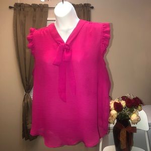 Hot Pink Sleeveless Blouse